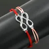 Charme Pulseiras Bppccr 2 Pçs / Set Lucky Digital 8 Infinito Red String Corda Trança Linhas Coloridas Mulheres Amantes Pulseira Jewelry272C