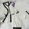 Xiaoxiangfeng signore abito in maglia femminile reale sorella sottile e pantaloni a gamba larga a vita alta vestito a tre pezzi T200702