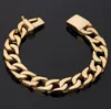 18K goud 316L stainessstaal armband 15 mm Cubaanse link armbanden voor mannen vrouwen 22 cm lengte fitness beweging armband9394643