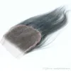Couleur de gris Clôture de cheveux péruviens droite 4 x 4 fermeture en dentelle