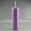 USA Lokal lager 16oz Akryl Skinny Tumbler med lockfärgad halm Dubbelvägg Dryck Vattenflaska Mjuk matt plastkopp lätt för vinyl BPA Gratis 60PC / fodral