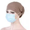 Praktische knopimitatie Moslim hoed vaste kleur comfortabele hoofddoek hoed casual multicolor chemotherapie voor vrouw 1