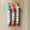 Cross Border Beaded Food Grade Silicone Letter Sleutelhanger Pendant Sleutelhanger Groothandel Multi-Color Optioneel