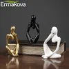 Ermakova مفكر تمثال مجردة الراتنج النحت مصغرة الفن ديكور مكتب تمثال تمثال مفكر أرقام مكتب رف الكتب ديكور المنزل 220212