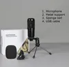 Microphone d'enregistrement à condensateur USB avec support en direct cardioïde Studio enregistrement voix voix sur Microphone pour ordinateur portable/Windows