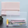 Multifunction Transparent pencil case Frosted Plastic Pink Green White Blue Pencils Pens Storage Box Bag Holder School Office Stationery Supplies KK0077HY