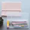 Multifunktion transparent penna fodral frostat plast rosa grön vit blå pennor pennor förvaringslåda väska hållare skol kontor brevpapper supplies kk0077hy