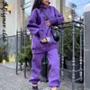 Kvinnors huva tröja set Autumn Overized Casual Long Sleeve Warm Pullover Tracksuit Female Fashion Two Piece Sets 220105