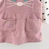 Humor urso outono inverno primavera de garotas roupas de algodão de outono de algodão longa de t-shirtcat vestido de tira de roupas de bebê lj201221
