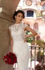 Kitty Chen Mermaid Wedding Dresses Jewel Neck Lace Appliques Bridal Gowns Capped Sleeves Button Back Wedding Dress Vestidos De Novia