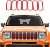 ABS Front Mesh Grille Inserts Grill Cover Trim for Jeep Renegade 2019-2020 Red Auto Exterior Accessories