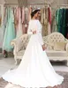 Элегантный марокканский кафтан арабский Дубай белый атласный вечерние платья линия длинные рукава V шеи кнопки аппликации кружева цветы формальное платье