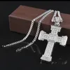 Full Diamond Cross Pendant Necklace Mens Gold Cuban Link Chain Necklace Iced Out Pendant Hip Hop Jewelry