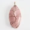 Ovale Pierre Naturelle Guérison Cristal Arbre De Vie Charmes Goutte D'eau Pendentifs Rose Quartz Fil Enveloppé À La Mode Fabrication De Bijoux Colliers En Gros