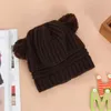 Kid Knit Crochet Beanies Hat Girls Soft Double Balls Winter Warm Hat 5 Colors Outdoor Baby Pompom Ski Caps