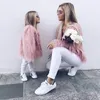 Children coats fashion girls faux fur princess coat kids plush long sleeve outwear Mother and daughter fleece fur warm overwear A5257