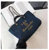 2021 New Women Tote Canvas handbags European and American fashion Chains Shoulder bag large capacity Messenger handbags travel denim bag