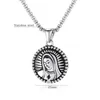 316 Stainless Steel 18k Gold Silver The Virgin Mary Catholic Pendant Christian Religious Madonna Round Hip Hop Charm Necklace Pendants