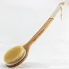 Brosse à poils naturels à long manche gommage en bois Massage de la peau douche corps brosse de bain brosses de bain à tête ronde accessoires de salle de bain 235550178