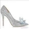 Дизайнерские платья Обувь Женщины Высокие каблуки Свадебные Серебряные Золушки Обувь Сексуальная Леди Кристаллические Платформы Серебряные Блэттер Бриллианты Бритальные Обувь