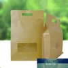 50 Pz Marrone Carta Kraft Imballaggio Alimentare Sacchetto Della Chiusura Lampo Soffietto Laterale Stand Up Zip Chiusura Finestra Borsa Caffè Tè Frutta Secca