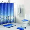 Maty do kąpieli Zeegle 4PCS dywan łazienkowy Scenic wzór przeciw poślizgowej toaleta mikrofibry Flannel Co pokrywa siedzenia dywan dywaniczny 1
