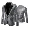 Fashion Men Sequin One Button Blazer Suit Jacket Shiny Wedding Formal Dance Club Coat