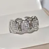 Cluster Rings 18K biżuteria z białego złota pierścionek kobiety pochodzenie naturalny Moissanite kamień Pave ustawienie pudełko zaręczynowe mężczyzn