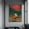 Pittura a olio astratta stampata su tela Volpe Fuoco Animali Poster Immagini a parete per soggiorno Decorazione domestica Cuadros Senza cornice