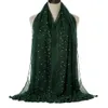 NOUVEAU Écharpe foulard de bulles de femmes avec perles Tête de paillettes Écharpe Scadrette Hijab Hijab Hijab Chands Solid Couleur Musulman Hijab Écharpe Tassel Pashmina