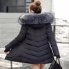新しい女性用ジャケット冬コート人工アライグマの髪の襟女性のパーカー黒濃い綿パッド付き裏地女性s3xxxl 200928