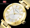 2020 Neu einfacher Quarz wasserdichtes Diamant Ladies Watch Kleid Gold Full Mental Mesh Watchband Top Luxus Geschenk für Frauen Relogio7123557
