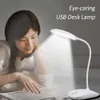 Lampe de bureau LED rotative à 360 ° rechargeable par USB 3 niveaux de luminosité Contrôle tactile flexible Veilleuse Lampe de table attentionnée pour étudier R