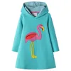 Springende meter nieuwe dieren meisjes jurken hoodies flamingo lange mouw baby kleding katoen prinses kinderen hoody jurken voor meisje LJ200923