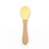 Baby Spoon Silicone Cutlery Infant Auxiliary Boys Wooden Handle Kids Training Spoons Home Dinnerware Kitchen Accessories M2
