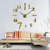 3D quartzo moderno design real grande acrílico relógios espelho adesivo de parede grande relógio de decoração para casa sala de estar y200407