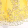 Vestido de princesa amarillo sin mangas con bordado de flores para niña, vestido de fiesta para niños, boda, cumpleaños, ropa, vestidos de disfraz 3-10 BW117