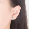 Pendientes de tuerca de Plata de Ley 925, joyería de moda para mujer de alta calidad, pendientes simples de circón de cristal con hoja de ciruela