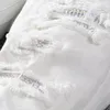 Sokotoo erkek Beyaz Kristal Delikleri Yırtık Kot Moda Ince Skinny Rhinestone Streç Denim Pantolon C1123