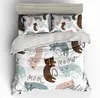 Zeimon Cartoon Dinozaur Pościel Zestaw Mikrofibry 3D Duvet Cover Alpaca Drukowane Konne łóżko Zestaw Home Textile Queen Size Bedclothes 201120