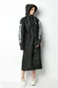 Nowa moda duża rozmiar mężczyzn i kobiety cienki czarny płaszcz deszczowy Poncho Ladies Wodoodporny długi szczupły płaszcz przeciwdeszczowy Dorośli deszczowe 201202