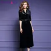 TESSCARA Women Autumn & Winter Elegant Velvet Dress Festa Female High Quality Office Robe Femme Fashion Designer Vestidos S- LJ201202