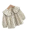 floral doll shirts spring autumn Korean version baby girls lapel shirt clothing western style 20220303 Q2