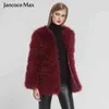 Arrival Women Real Ostrich Fur Long Coat Casual Lady Natural Jacket Turkey Feather S7381 211220