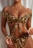 Womens Off spalla Bikini set leopardo da bagno leopardo da bagno da bagno frontale costumi da bagno ad alto taglio costumi da nuoto altimogano9347121