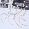 Nowy Vintage Silver Gold Długi Łańcuch Kolczyk Proste Pearl Wąż Łańcuch Dangle Drop Kolczyki Dla Kobiet Tassel Kolczyk