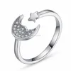 Cristal ouvert réglable lune étoile anneaux bague en argent femmes anneaux mode bijoux cadeau volonté et sable nouveau