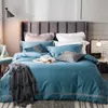 Conjunto de cama de lixamento de algodão para casa cama pastel escovado tampa de edredão conjuntos de cama de alta qualidade lençol lençóis lençóis equipados T200706