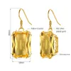 Boucles d'oreilles en Citrine couleur or 18 carats pour femmes, bijoux suspendus en argent Sterling 925 véritable, Vintage, bijoux tendance 2022