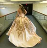 Rose Pink Quinceanera Dresses Sequined Off The Shoulder Neck Appliqued Sweet 16 Dress Sweep Train Satin Masquerade Gowns